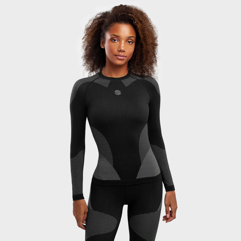 Damen Wintersport funktionelles kompressionsshirt Drystone SIROKO Schwarz