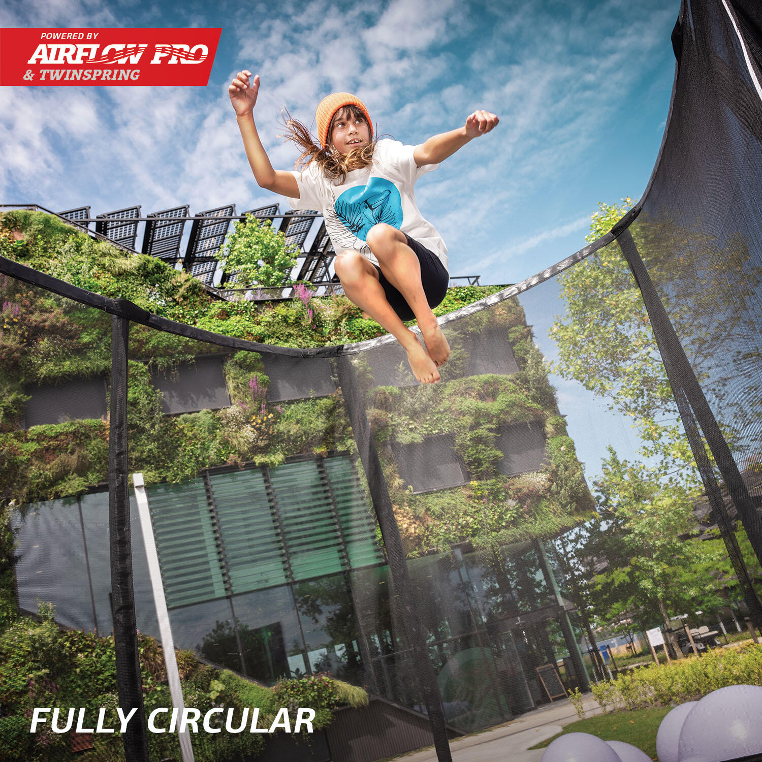Trampoline BERG Champion ECO FlatGround rect. 410x250 Vert 7/8