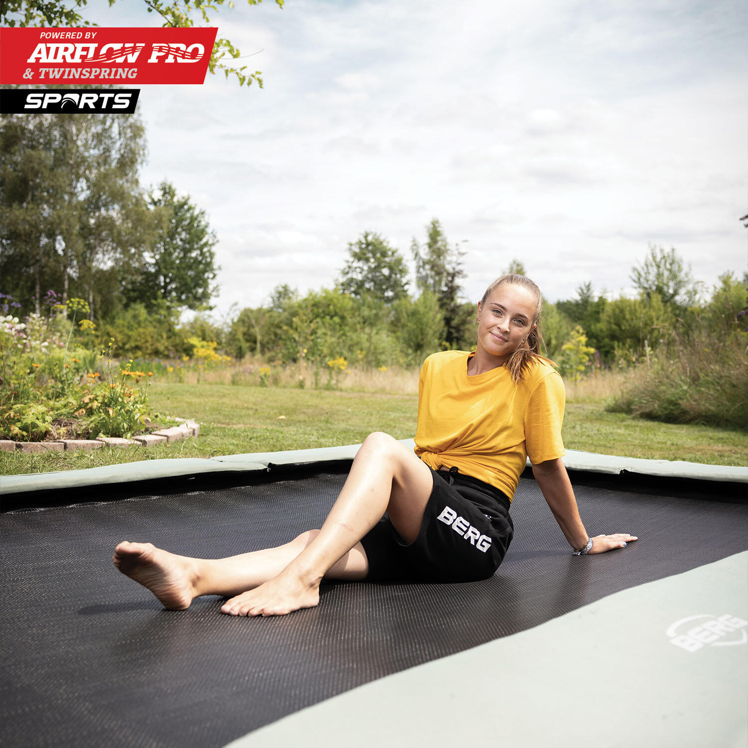 Trampoline BERG Champion ECO FlatGround rect. 410x250 Vert 3/8