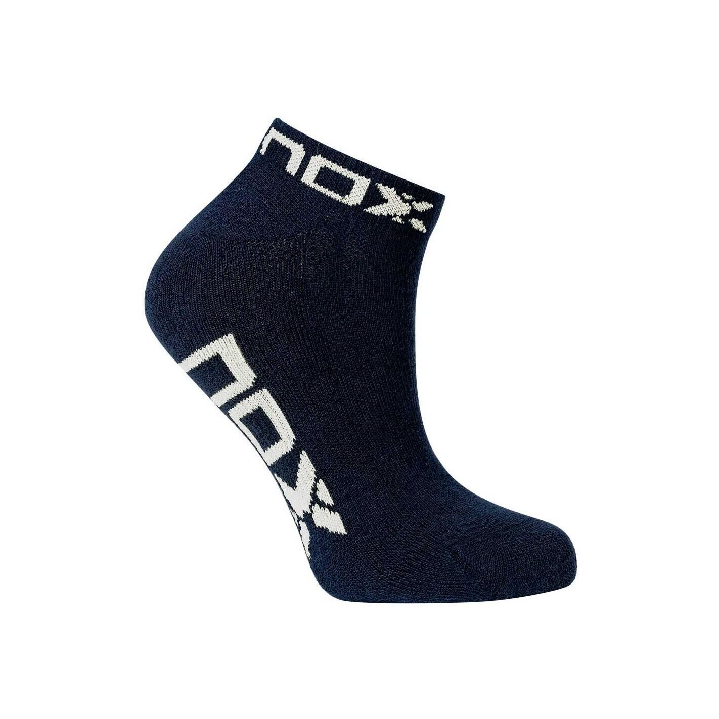 Nox Ankle Socks Blue Logo White Women's