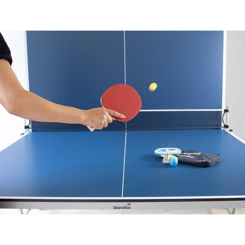 Pack 2 raquettes ping-pong face lisse et picots avec 3 balles