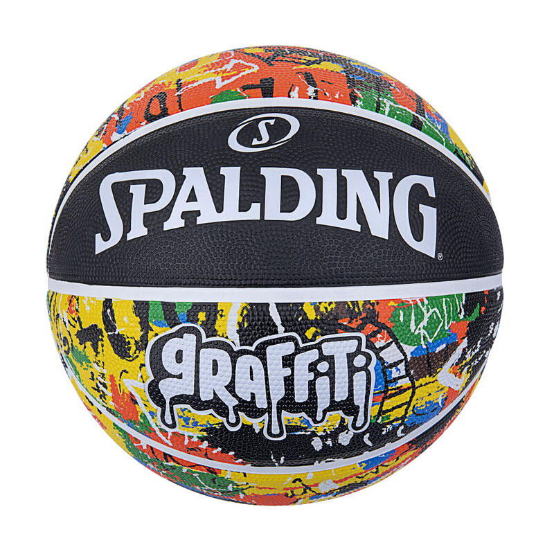 塗鴉系列成人彩虹色7號橡膠籃球 - 黑色, 彩色