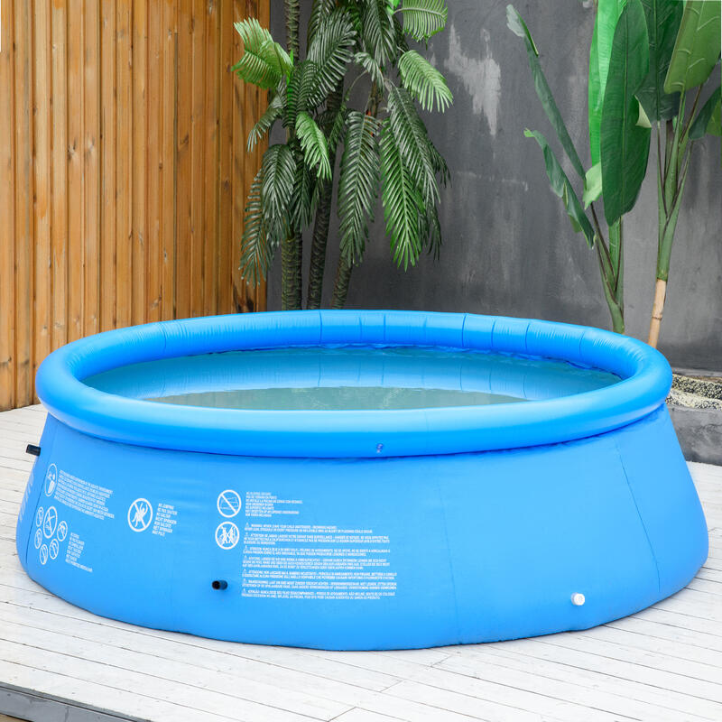 Piscina Gonflabila Outsunny PVC, 3-4 Persoane, Pompa Manuala Inclusa, 274x76cm