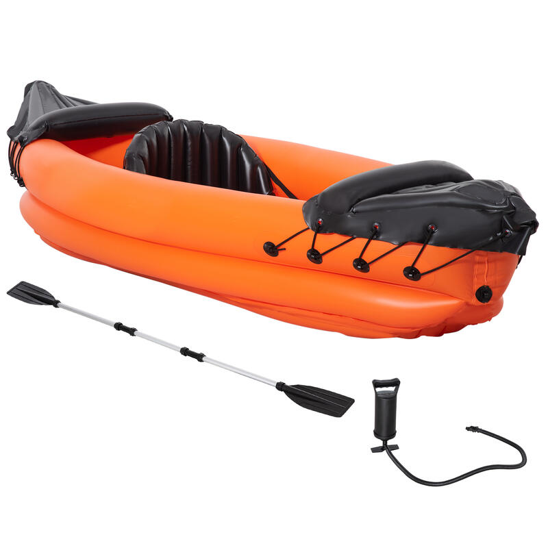 Canoe Gonflabila Outsunny 1 loc, vasla AL, Pompa si Kit de Reparatii inclus