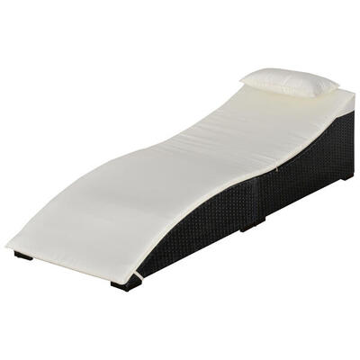 Outsunny Lettino Sdraio Prendisole Pieghevole in Rattan per Giardino