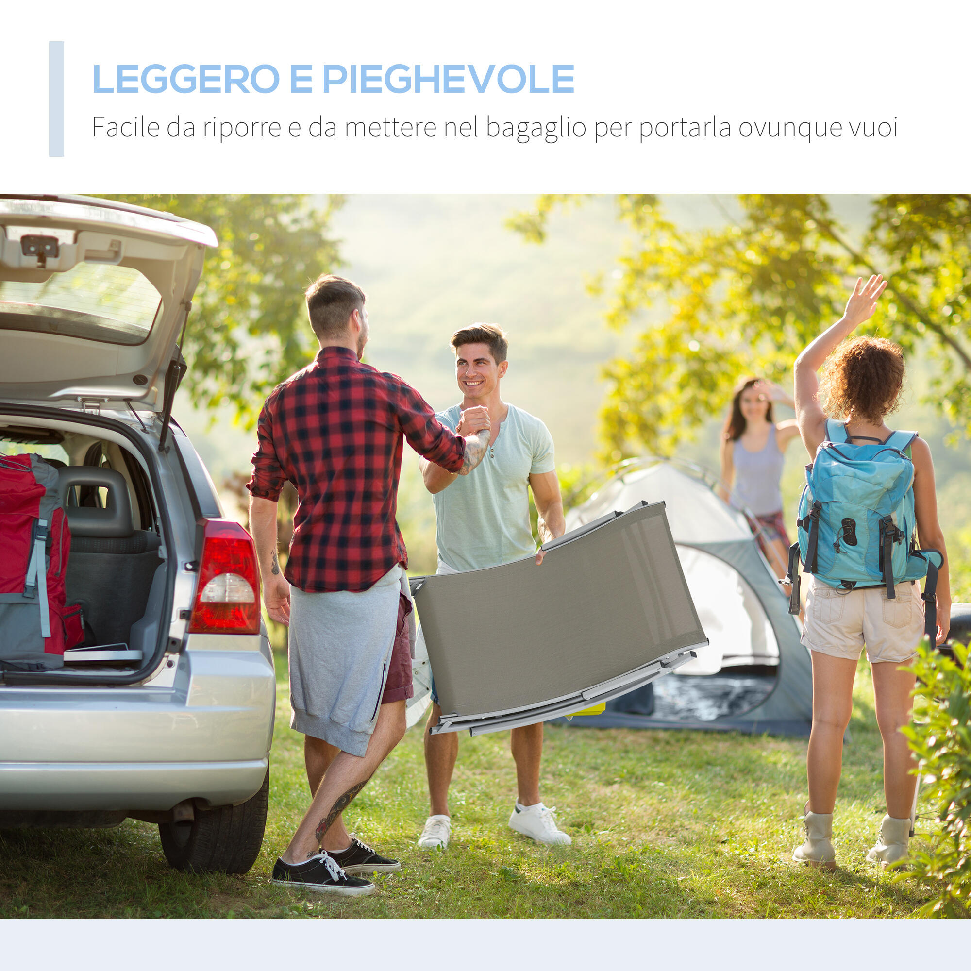 Outsunny Set 2 Sdraio da Giardino Pieghevoli in Alluminio e Texteline 6/7