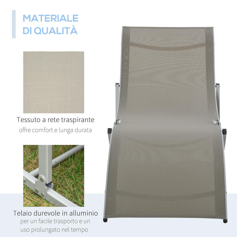 Outsunny Set de 2 Șezlonguri de Grădină Pliabile din Aluminiu Și Texteline