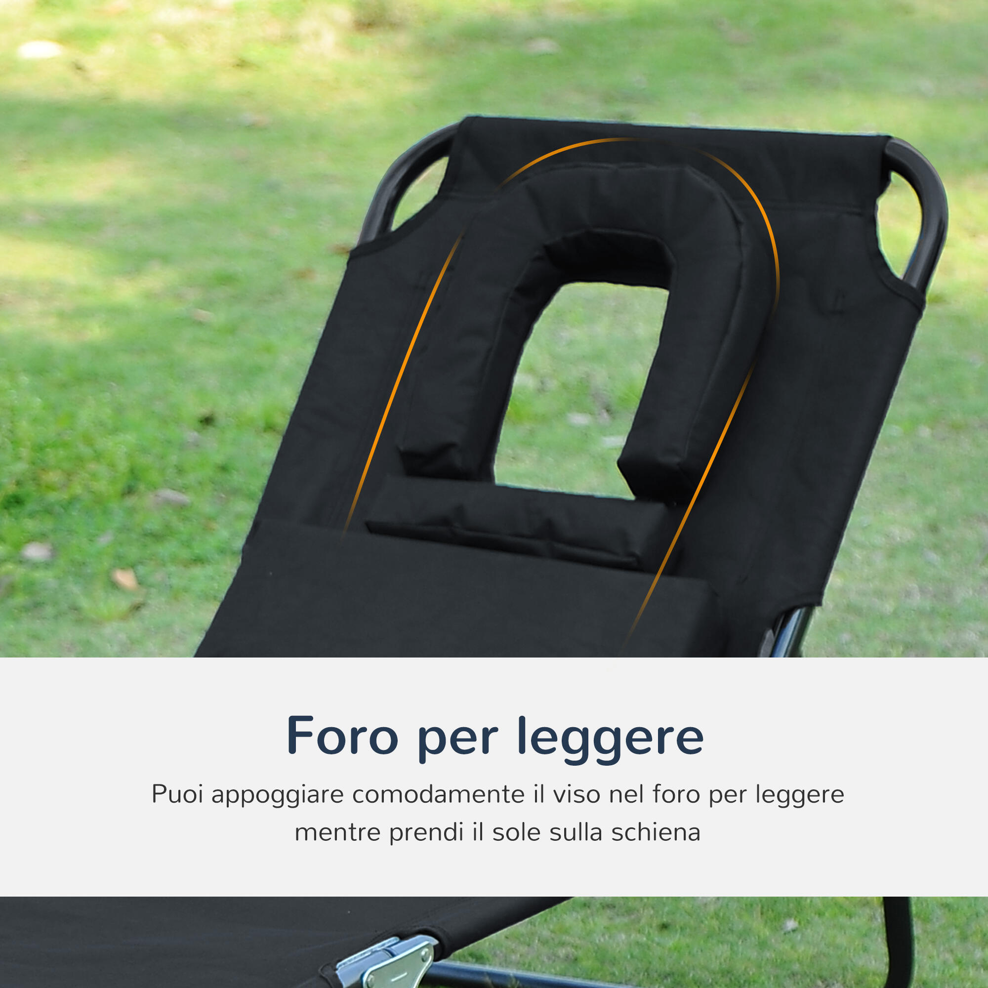Outsunny Lettino Prendisole Sdraio da Giardino Pieghevole Reclinabile Nero 5/8