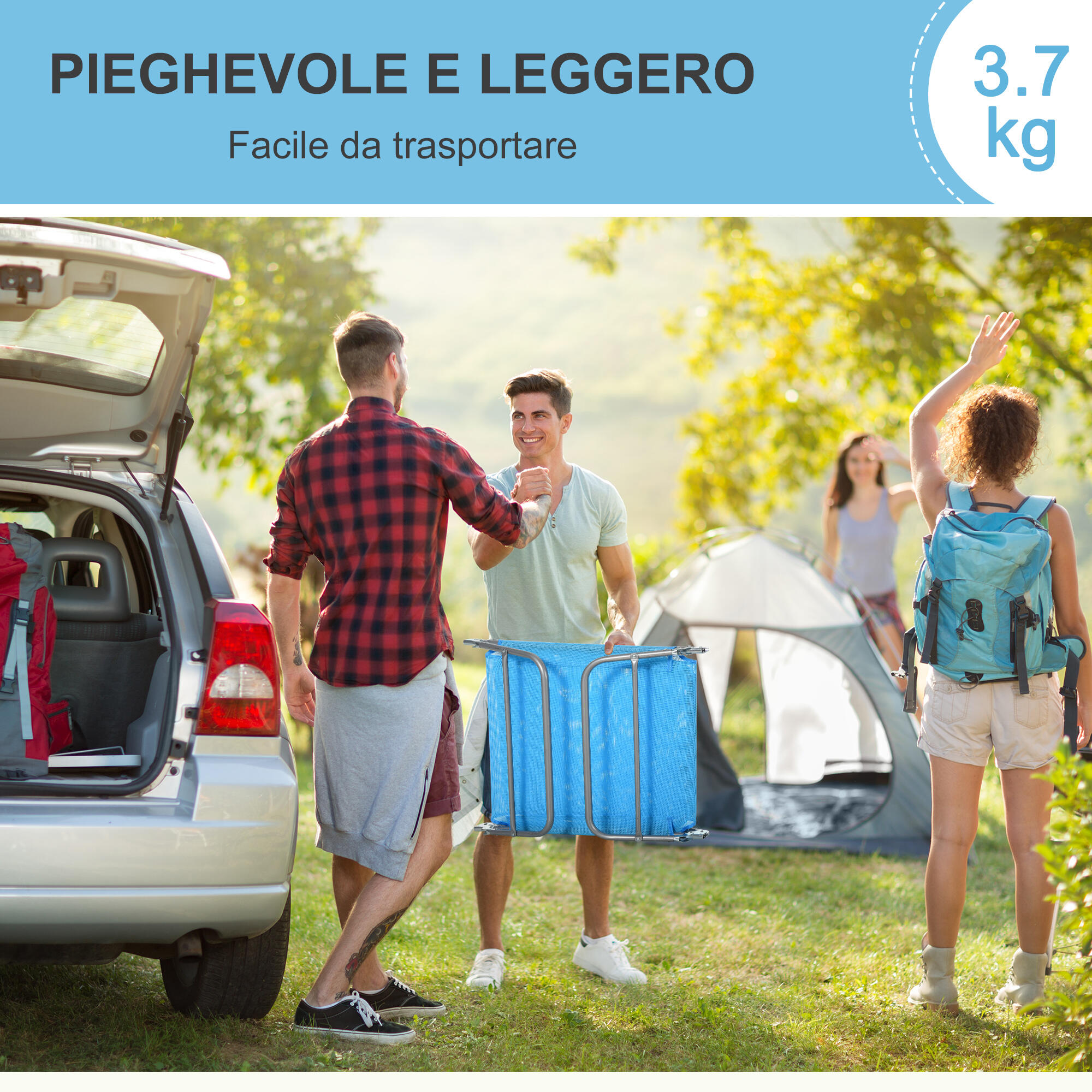 Outsunny Lettino Prendisole Pieghevole con Schienale Reclinabile e Cuscino 5/8