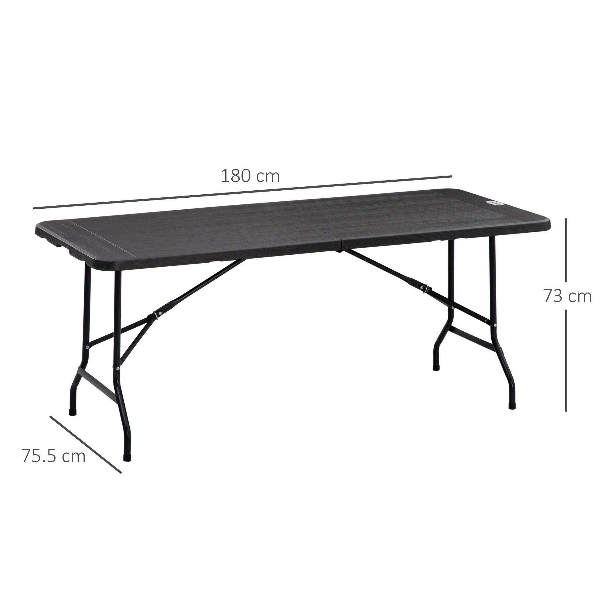 Outsunny Tavolo da Giardino Pieghevole per 6 Persone Acciaio e HDPE Grigio Scuro 3/7