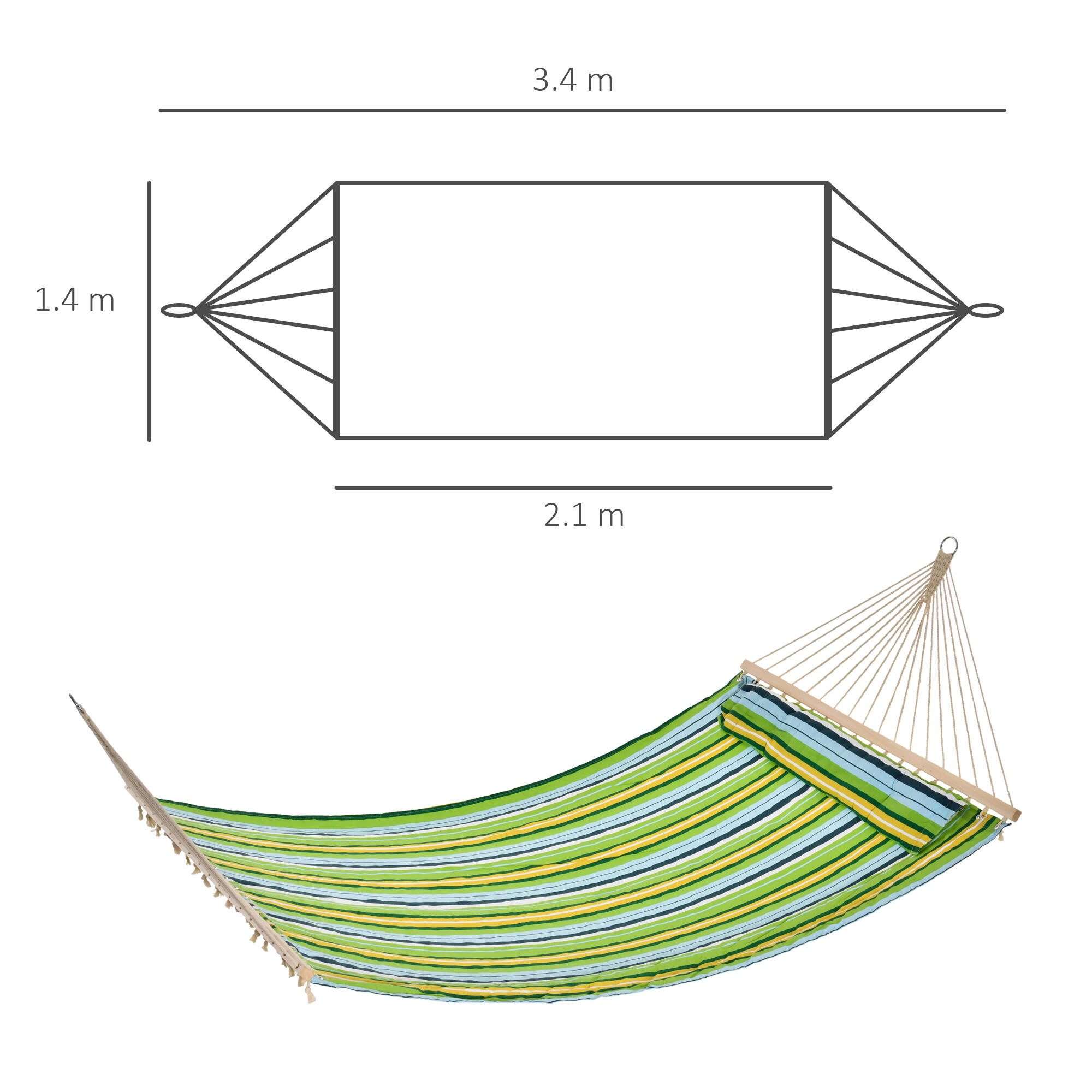 Outsunny Amaca da Giardino Portatile 1-2 Persone Interni ed Esterni 340x140cm 3/7