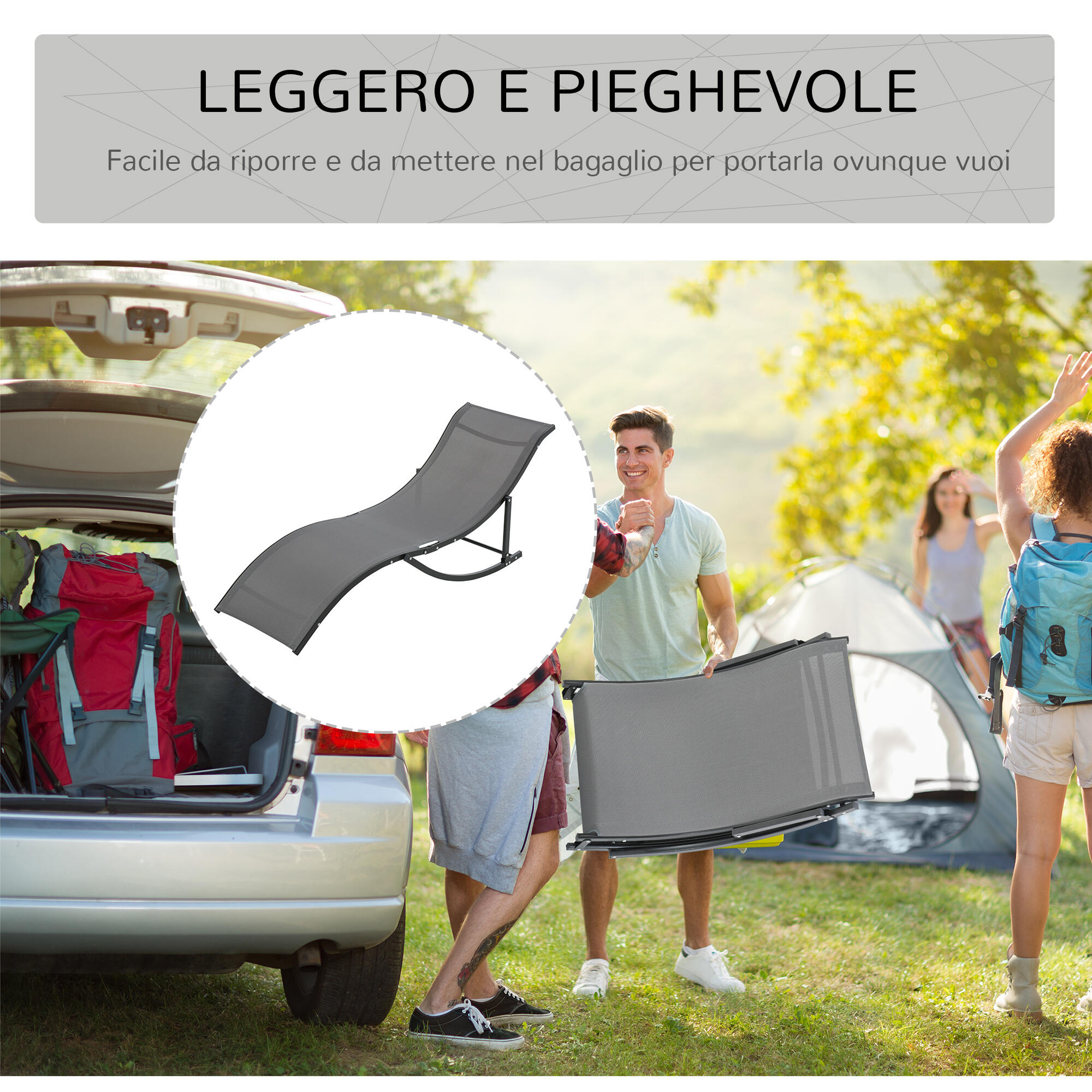 Outsunny Set 2 Sdraio da Giardino Pieghevoli in Alluminio e Texteline 6/7