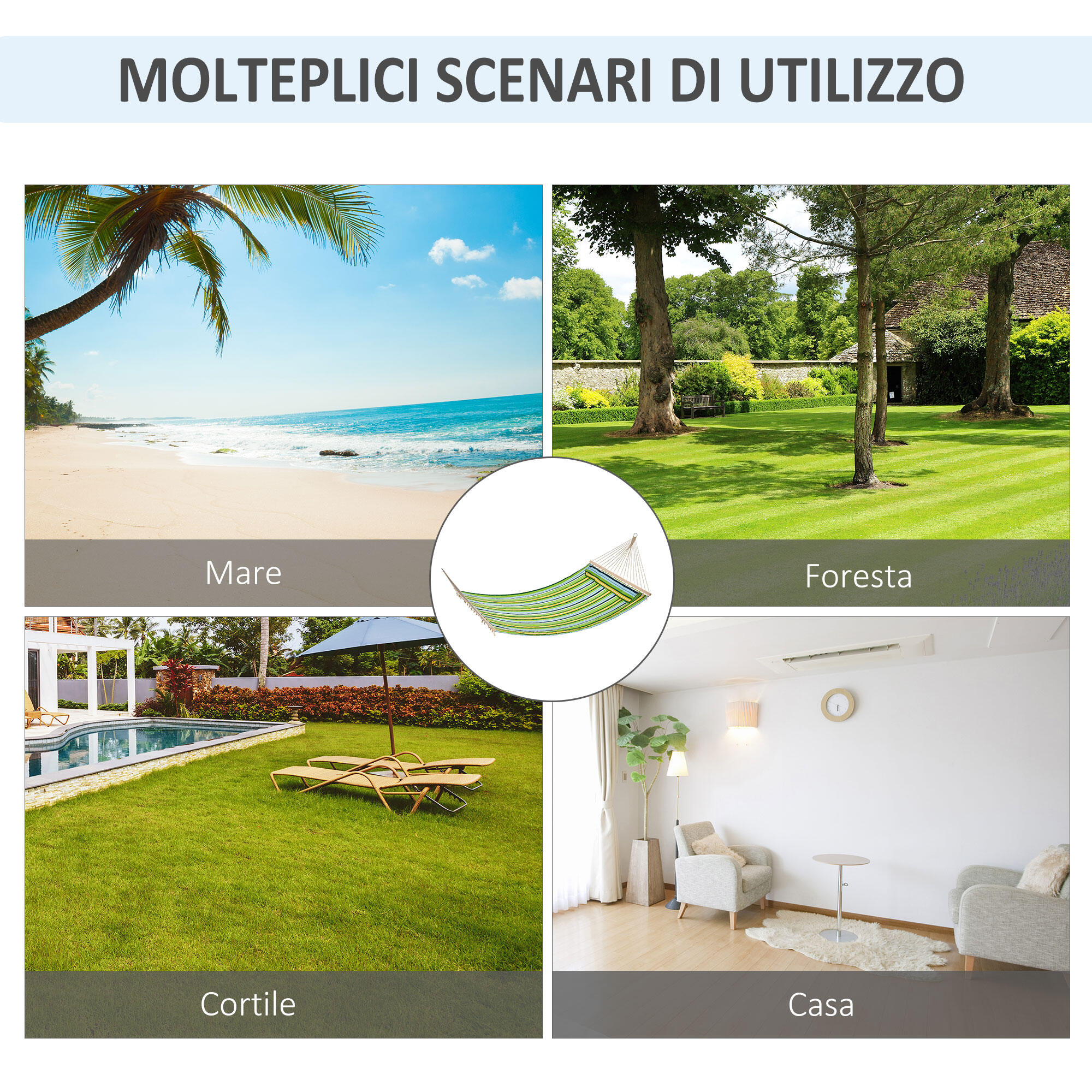 Outsunny Amaca da Giardino Portatile 1-2 Persone Interni ed Esterni 340x140cm 6/7