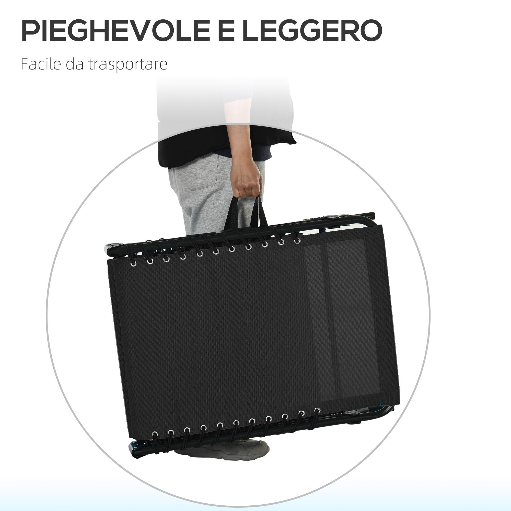 Outsunny Lettino Prendisole Portatile con Schienale Reclinabile a 4 Livelli 6/8