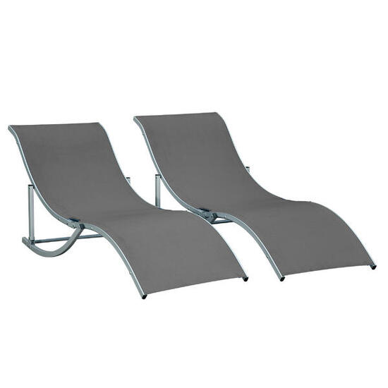 Outsunny Set 2 Sdraio da Esterno Pieghevoli in Alluminio e Texteline Beige