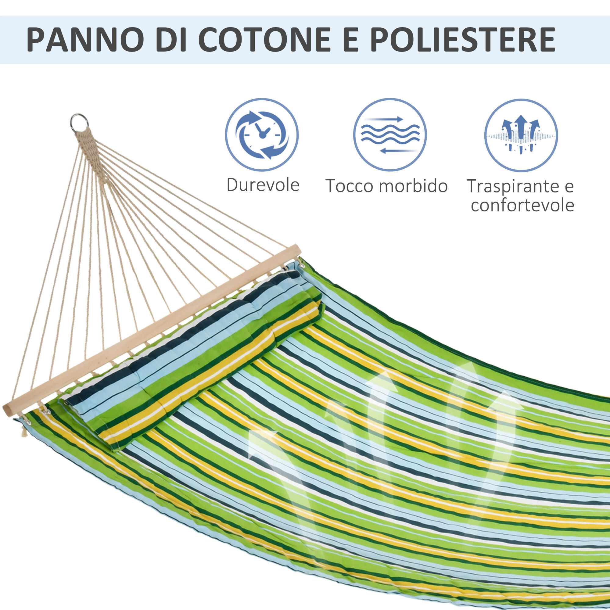 Outsunny Amaca da Giardino Portatile 1-2 Persone Interni ed Esterni 340x140cm 4/7