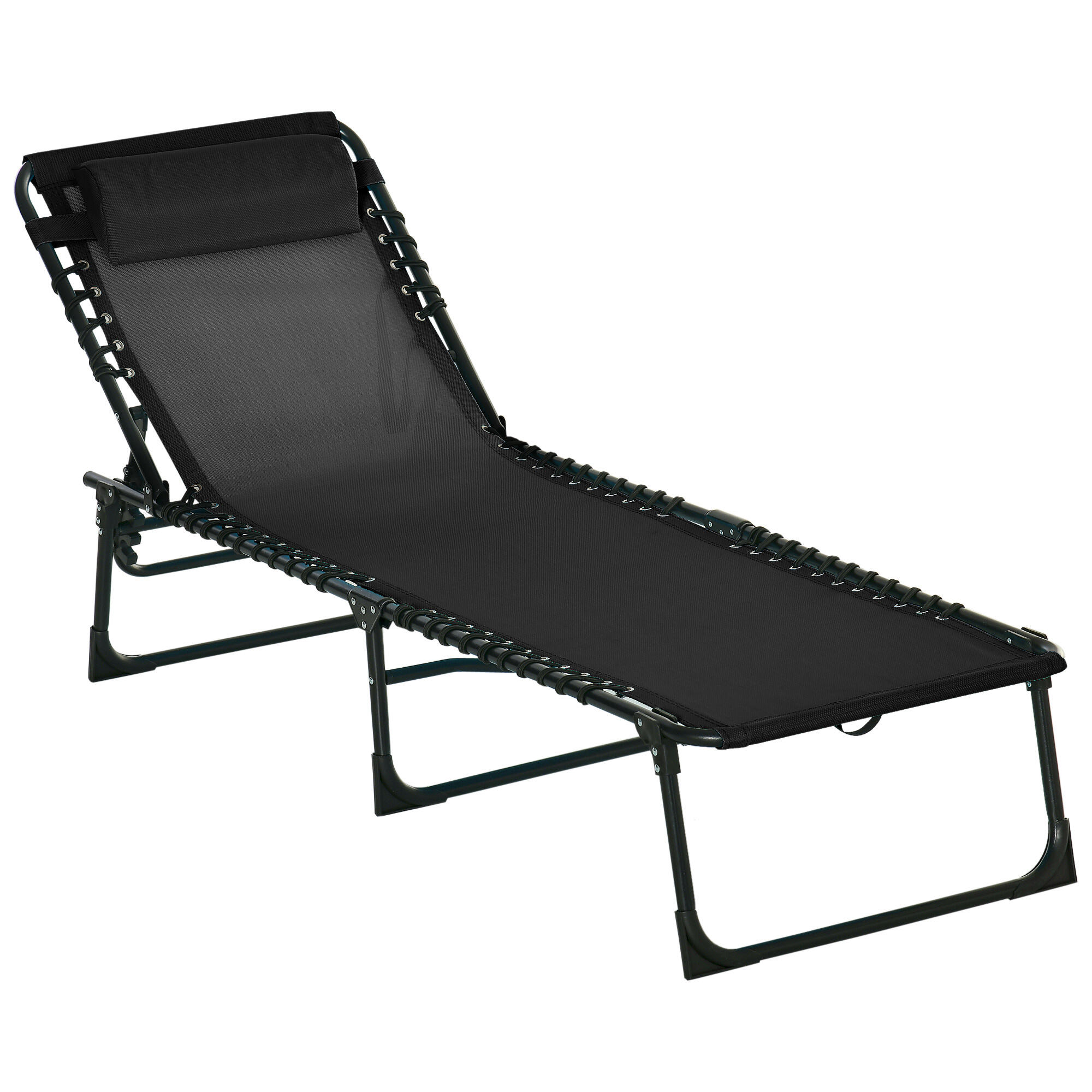 OUTSUNNY Tumbona Reclinable Outsunny 197x58x30cm Negro