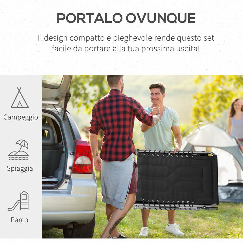 Outsunny Sezlong de Grădină cu Spătar Reglabil pe 5 Niveluri Și Buzunar Lateral