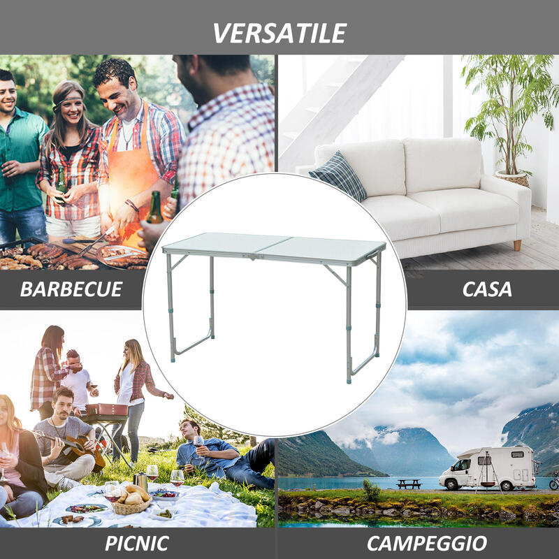 Outsunny Masa de Camping Pliabila Portabila pentru Picnic, 120 X 60 X 54/70 cm