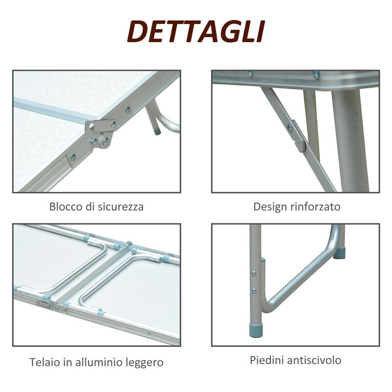 Outsunny Masa de Camping Pliabila Portabila pentru Picnic, 120 X 60 X 54/70 cm