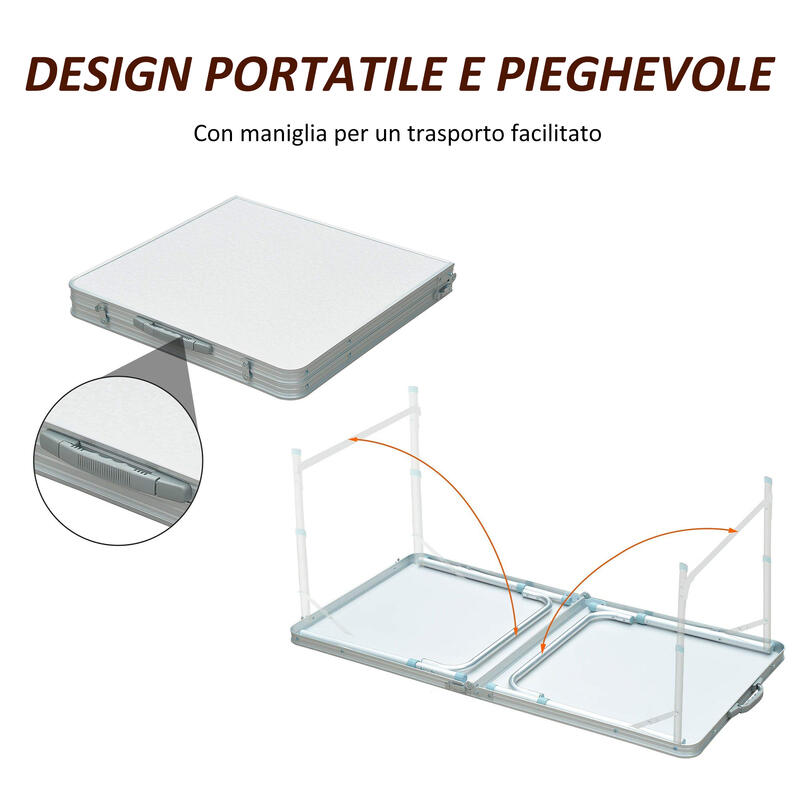 Outsunny Masa de Camping Pliabila Portabila pentru Picnic, 120 X 60 X 54/70 cm