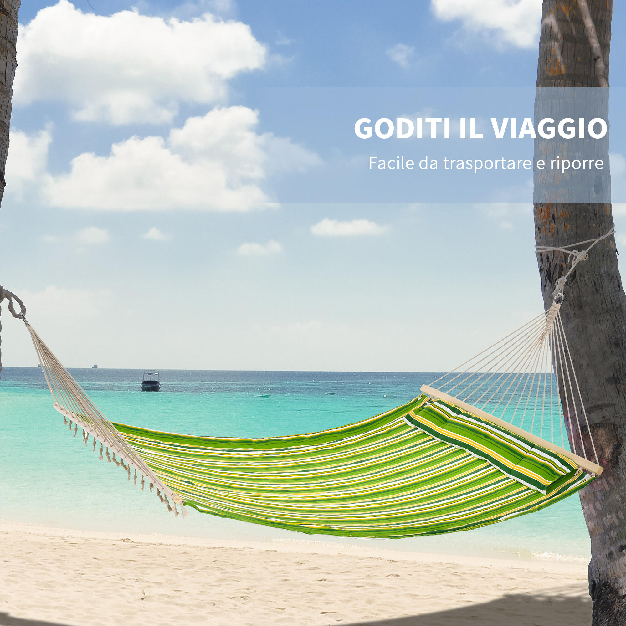 Outsunny Amaca da Giardino Doppia per 2 Persone, da Campeggio 188x140cm 4/7