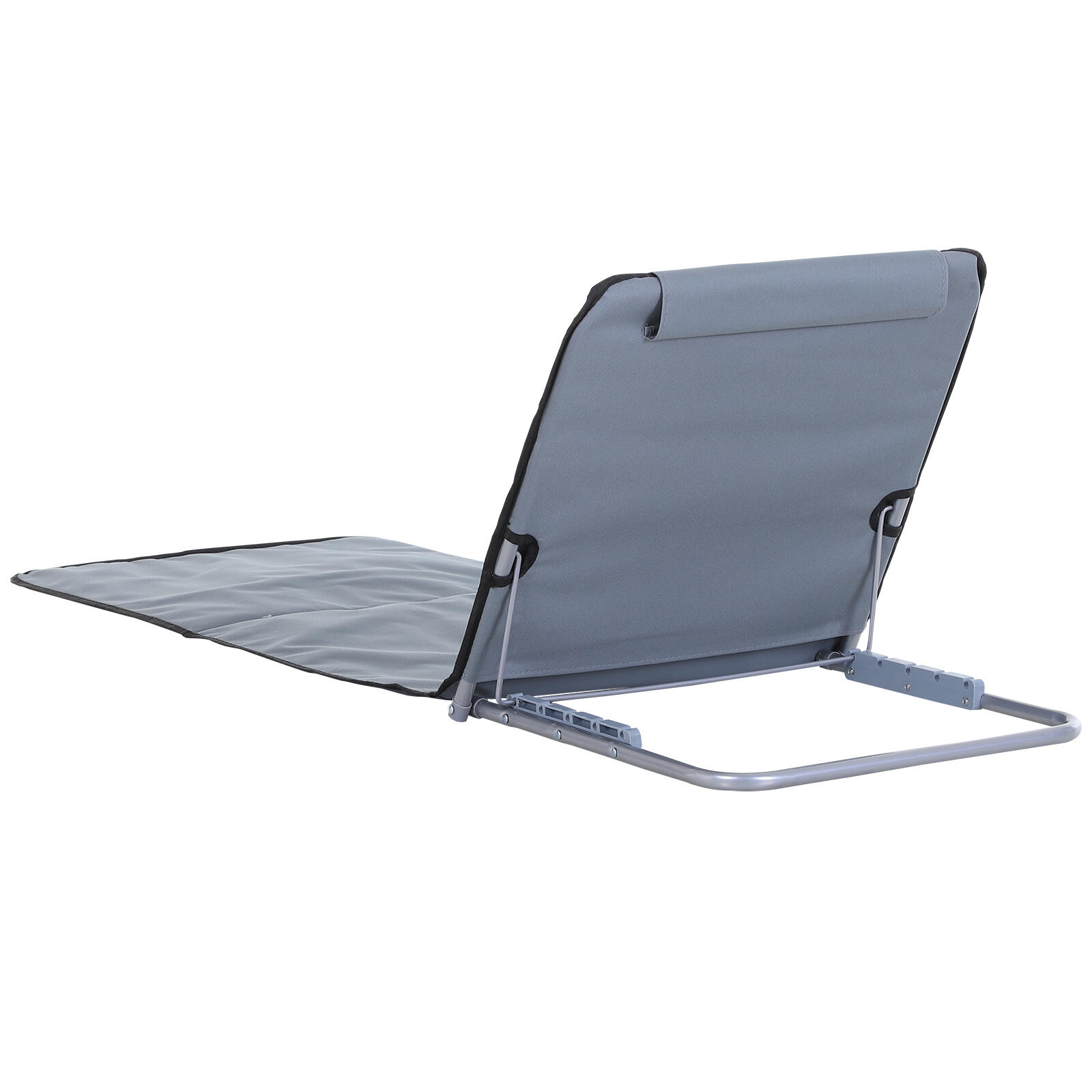 Outsunny Set 2 Pzi Lettini Spiaggia Pieghevoli Schienale Regolabile Grigio 6/8