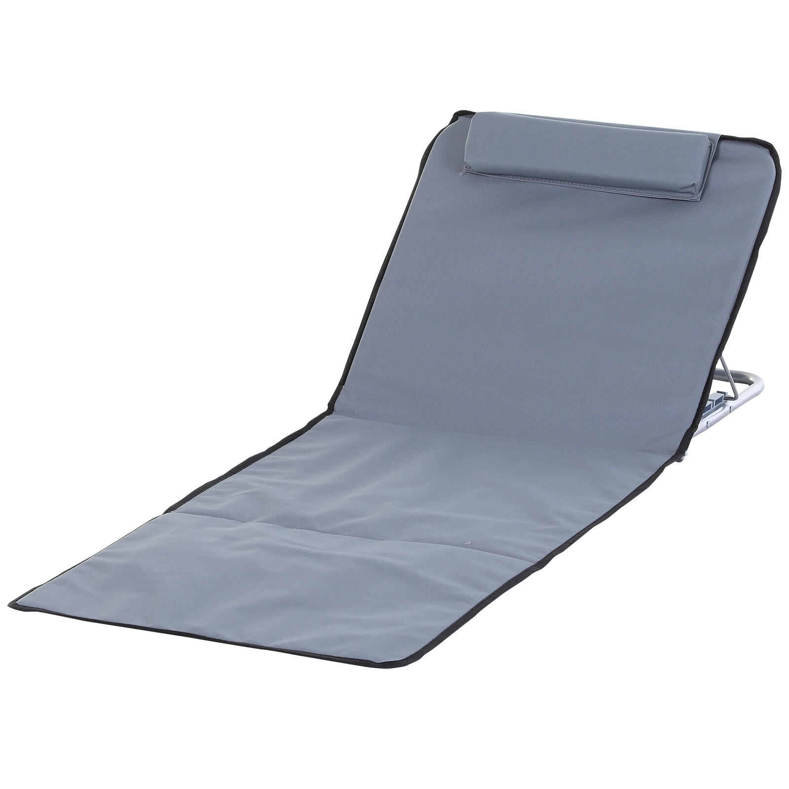 Outsunny Set 2 Pzi Lettini Spiaggia Pieghevoli Schienale Regolabile Grigio 7/8