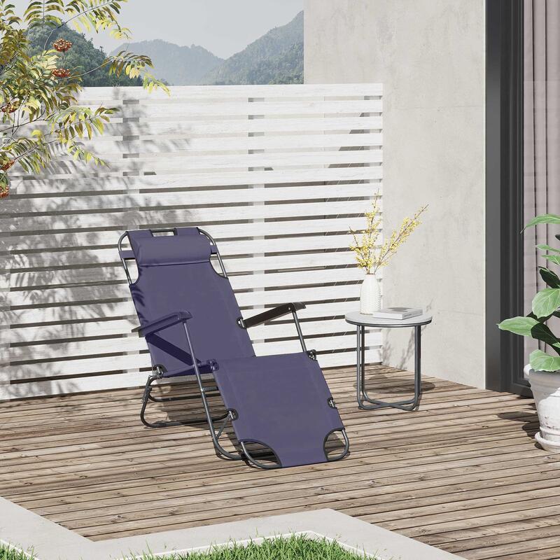 Tumbona Reclinable Outsunny 135x60x89cm Gris