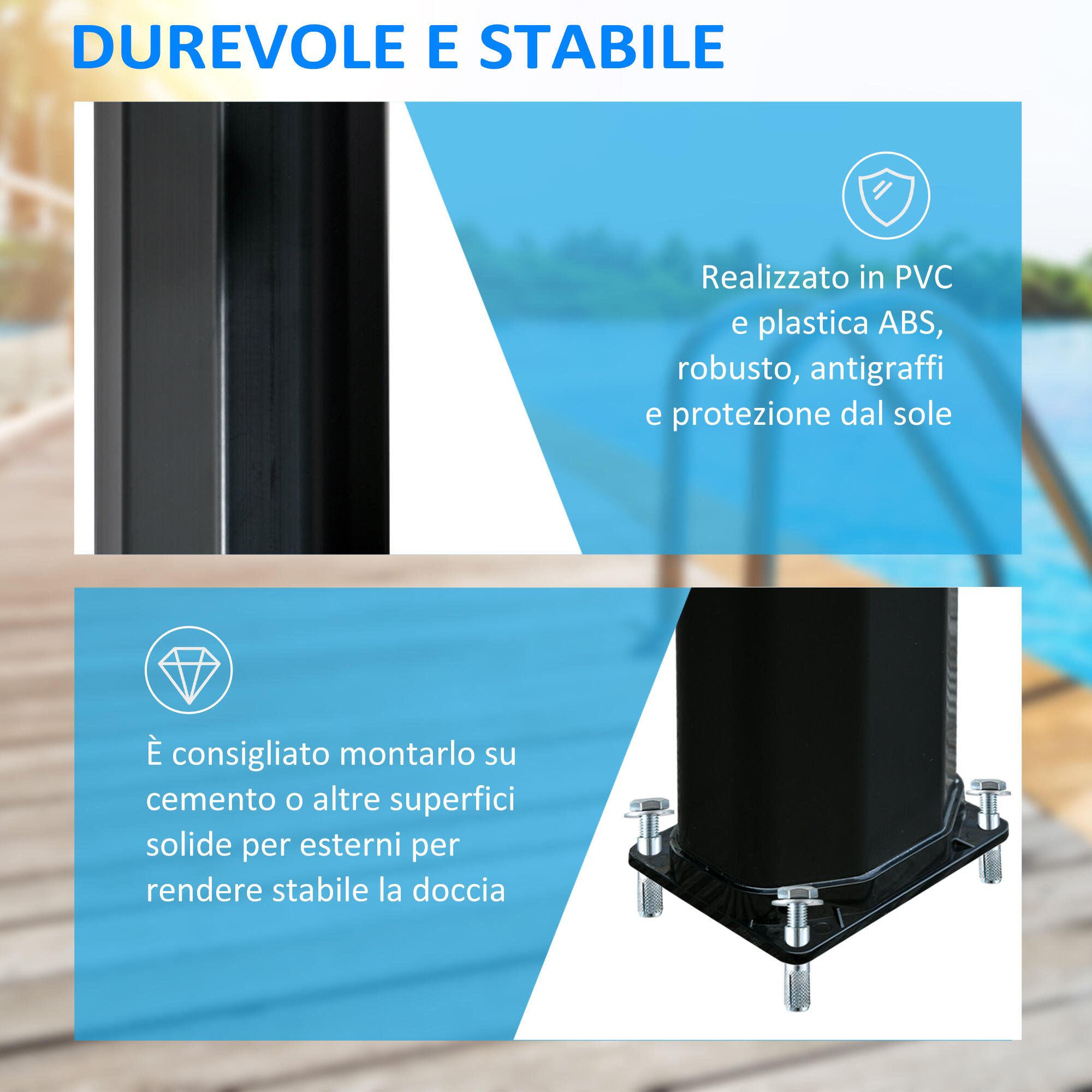 Outsunny Doccia Solare Riscaldata 55° Serbatoio 35 Litri con Miscelatore 7/7