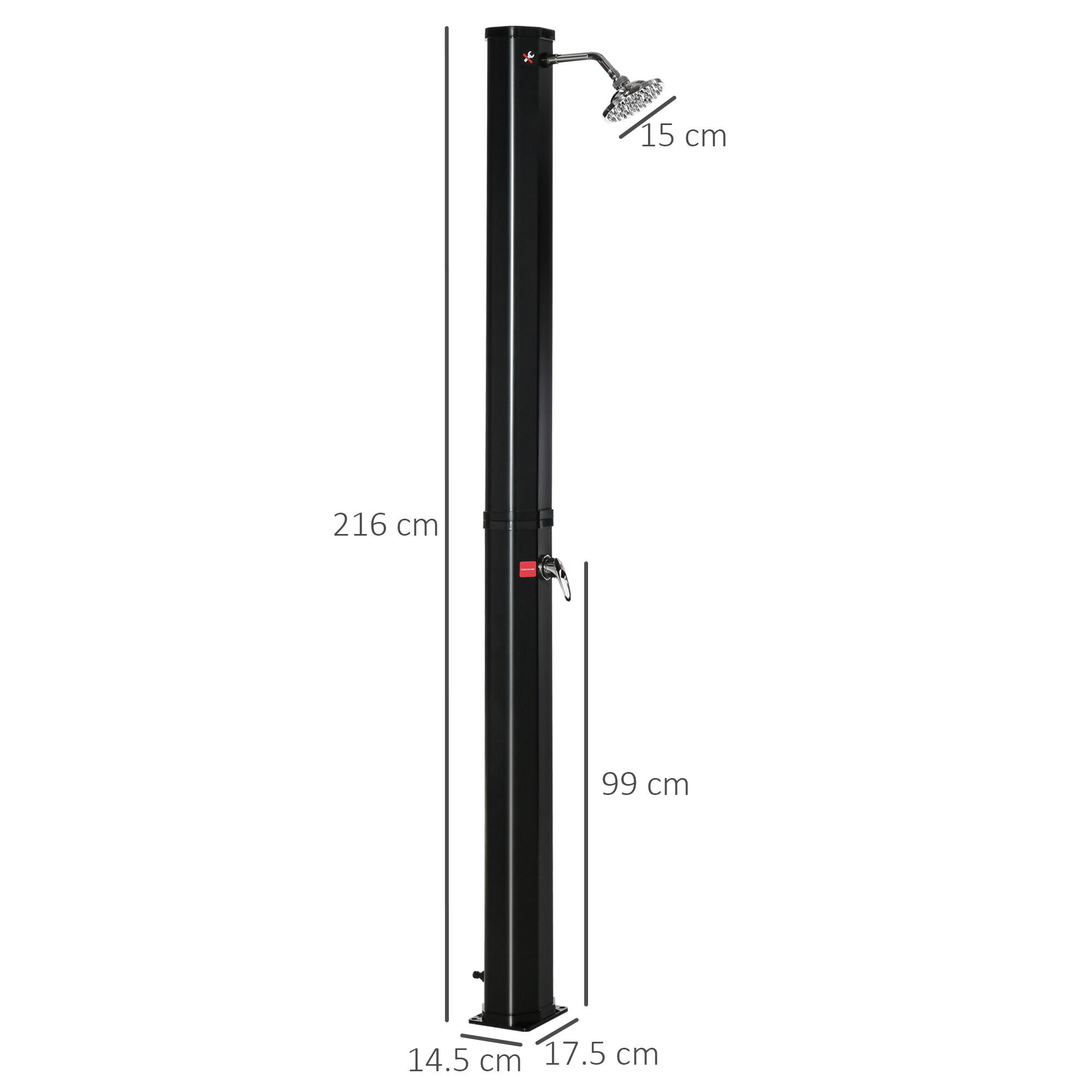 Outsunny Doccia Solare Riscaldata 55° Serbatoio 35 Litri con Miscelatore 3/7