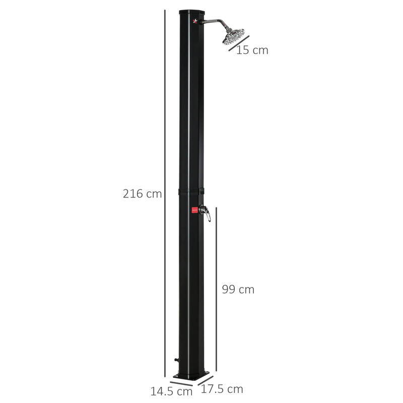 Outsunny Doccia Solare Riscaldata 55° Serbatoio 35 Litri con Miscelatore