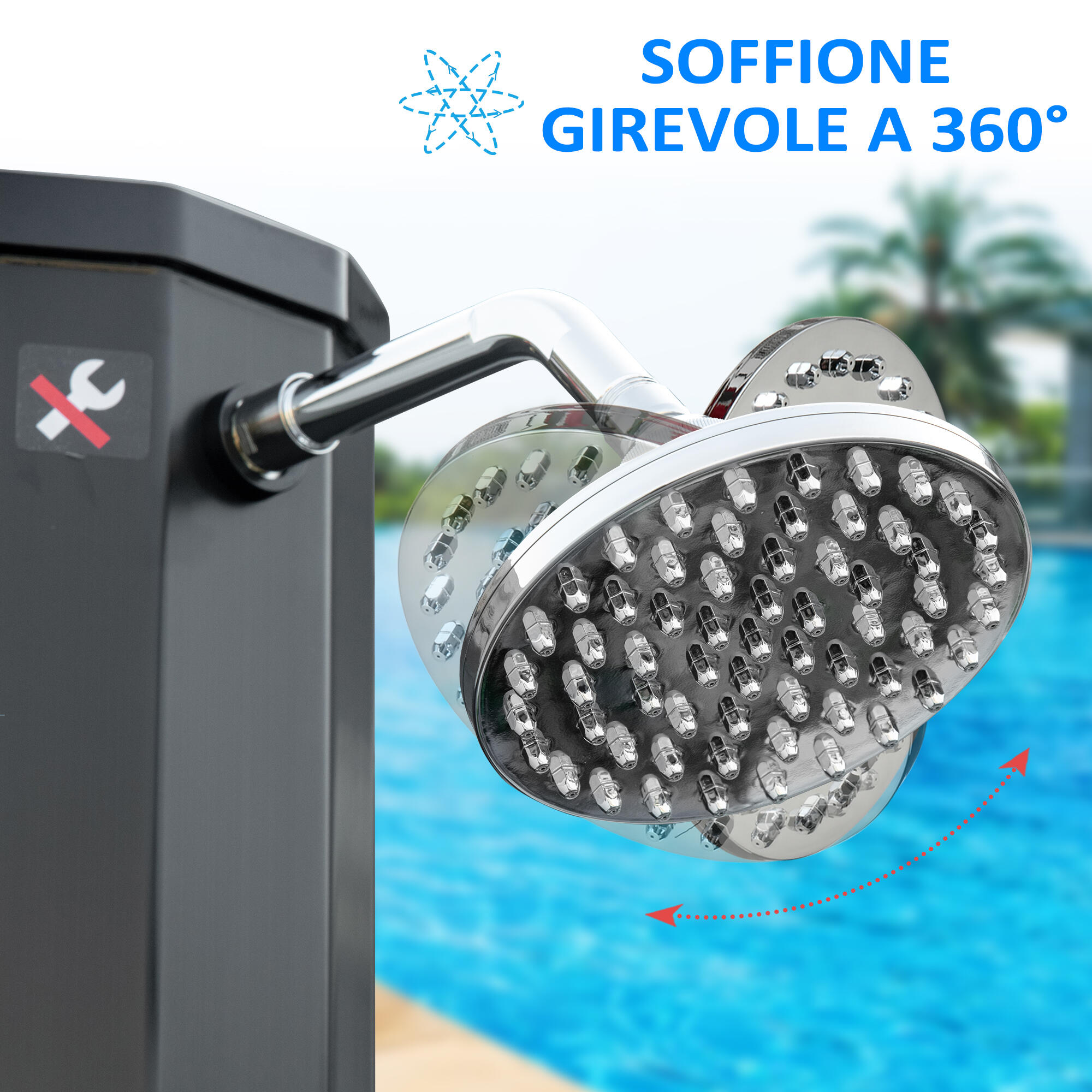 Outsunny Doccia Solare Riscaldata 55° Serbatoio 35 Litri con Miscelatore 6/7
