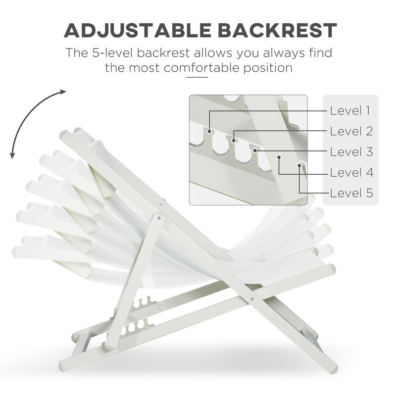 Outsunny Set de 2 Scaune Pliante Și Înclinabile, 96.5X58X91.5 cm, Bej
