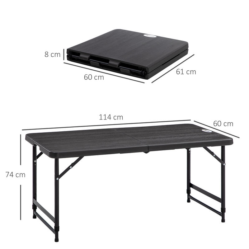 Outsunny Masa de Gradina Pliabila pentru 4 persoane cu Inaltime Reglabila