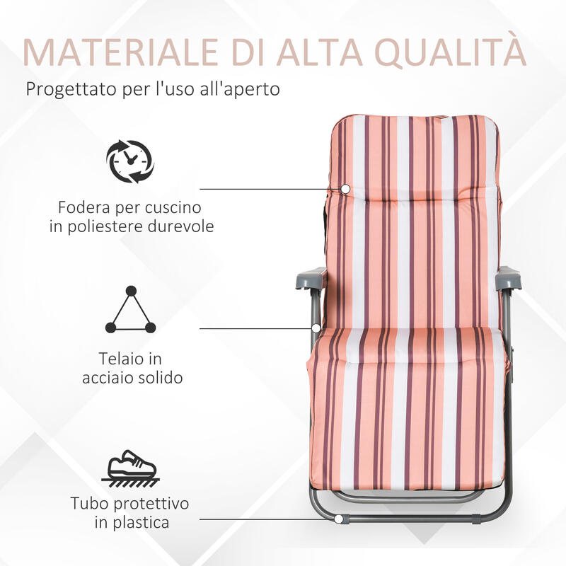 Outsunny Set de Șezlonguri pentru Exterior, 2 Piese, Înclinabile În 5 Poziții