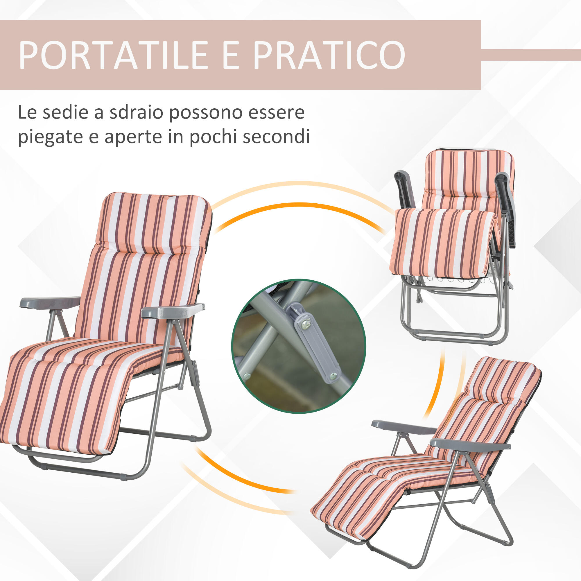 Outsunny Sedia Sdraio per Esterni Set 2 Pezzi Reclinabile in 5 Posizioni 6/8