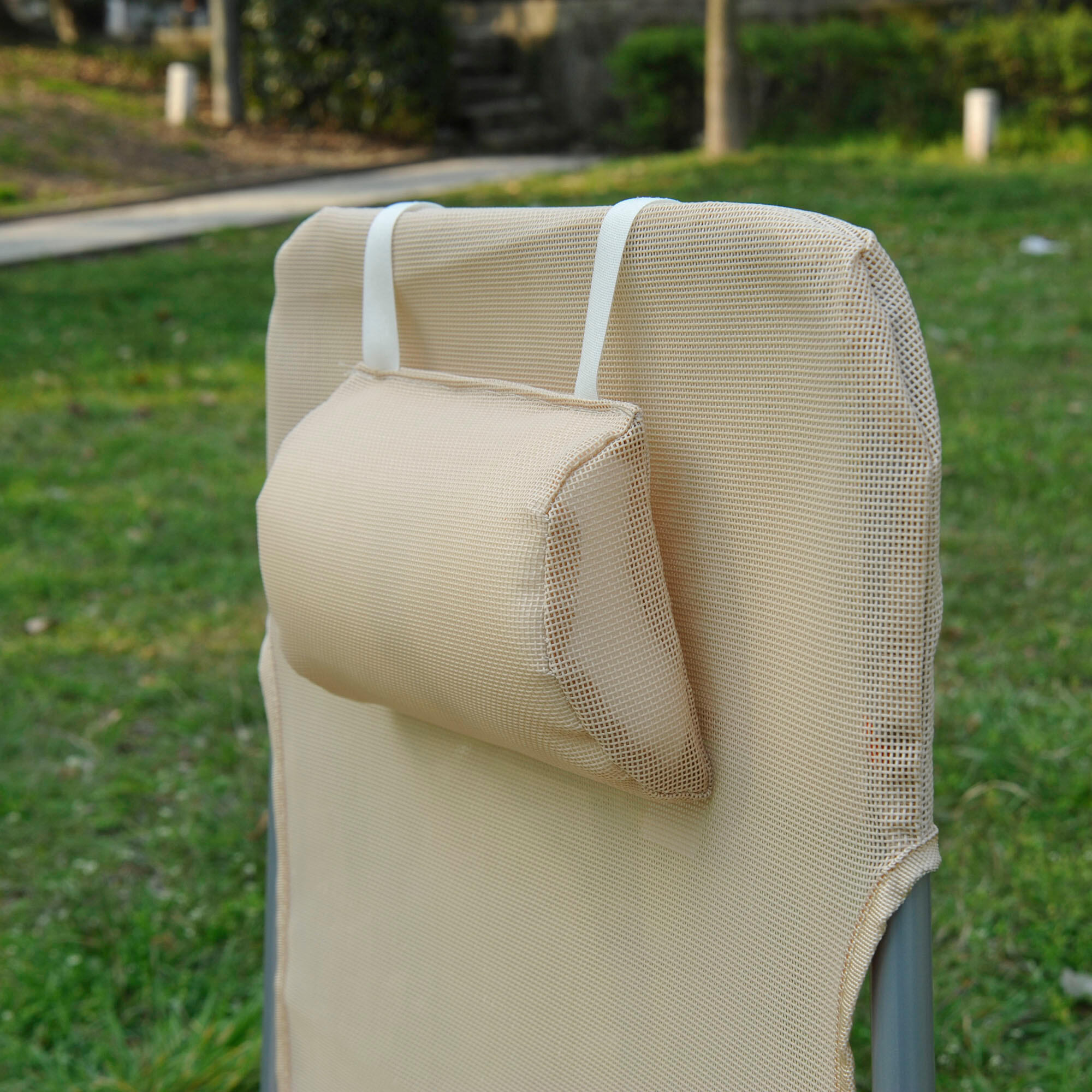 Outsunny Sdraio Pieghevole Reclinabile con Cuscino da Giardino Spiaggia Beige 7/8