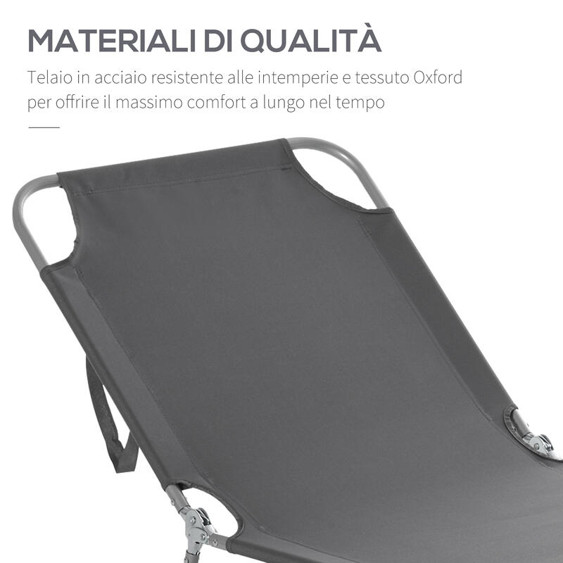 Outsunny Sezlong de Grădină Pliabil din Metal Și Țesătură Oxford Respirabilă