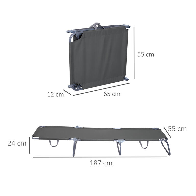 Outsunny Sezlong de Grădină Pliabil din Metal Și Țesătură Oxford Respirabilă