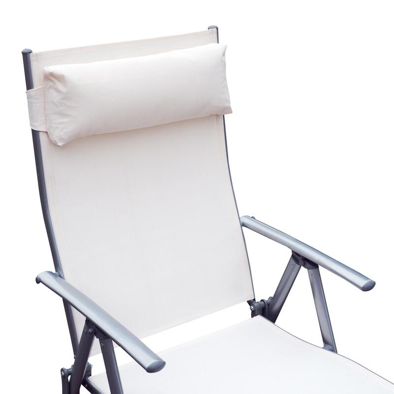 Outsunny Sdraio Prendisole Relax Reclinabile Pieghevole con Cuscino Beige