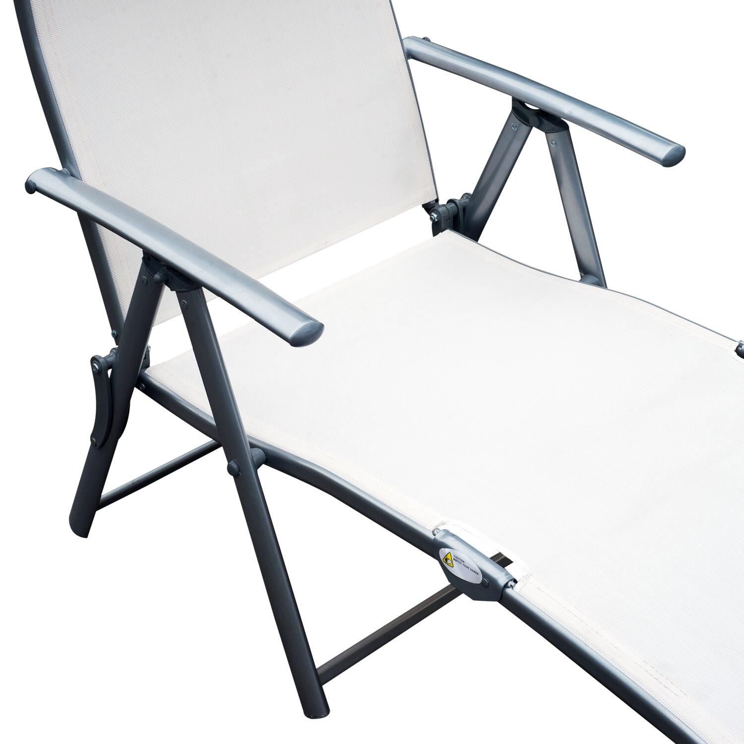 Outsunny Sdraio Prendisole Relax Reclinabile Pieghevole con Cuscino Beige 6/7