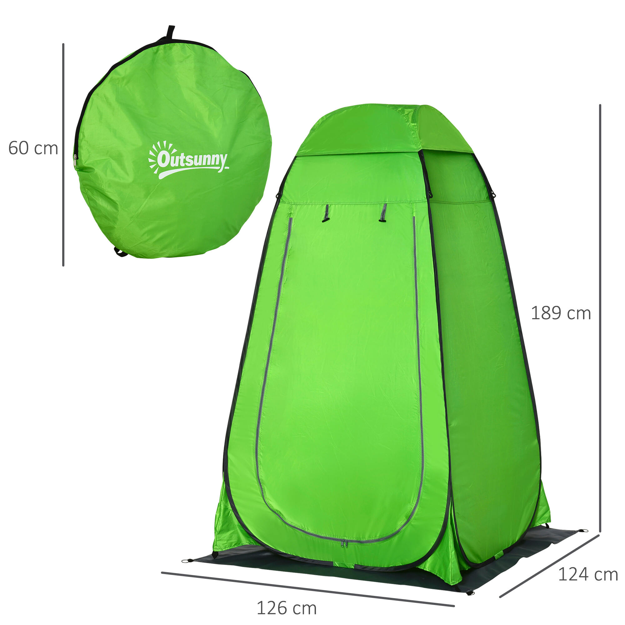 Outsunny Tenda Doccia da Campeggio con Porta a Cerniera e Borsa Verde 3/7