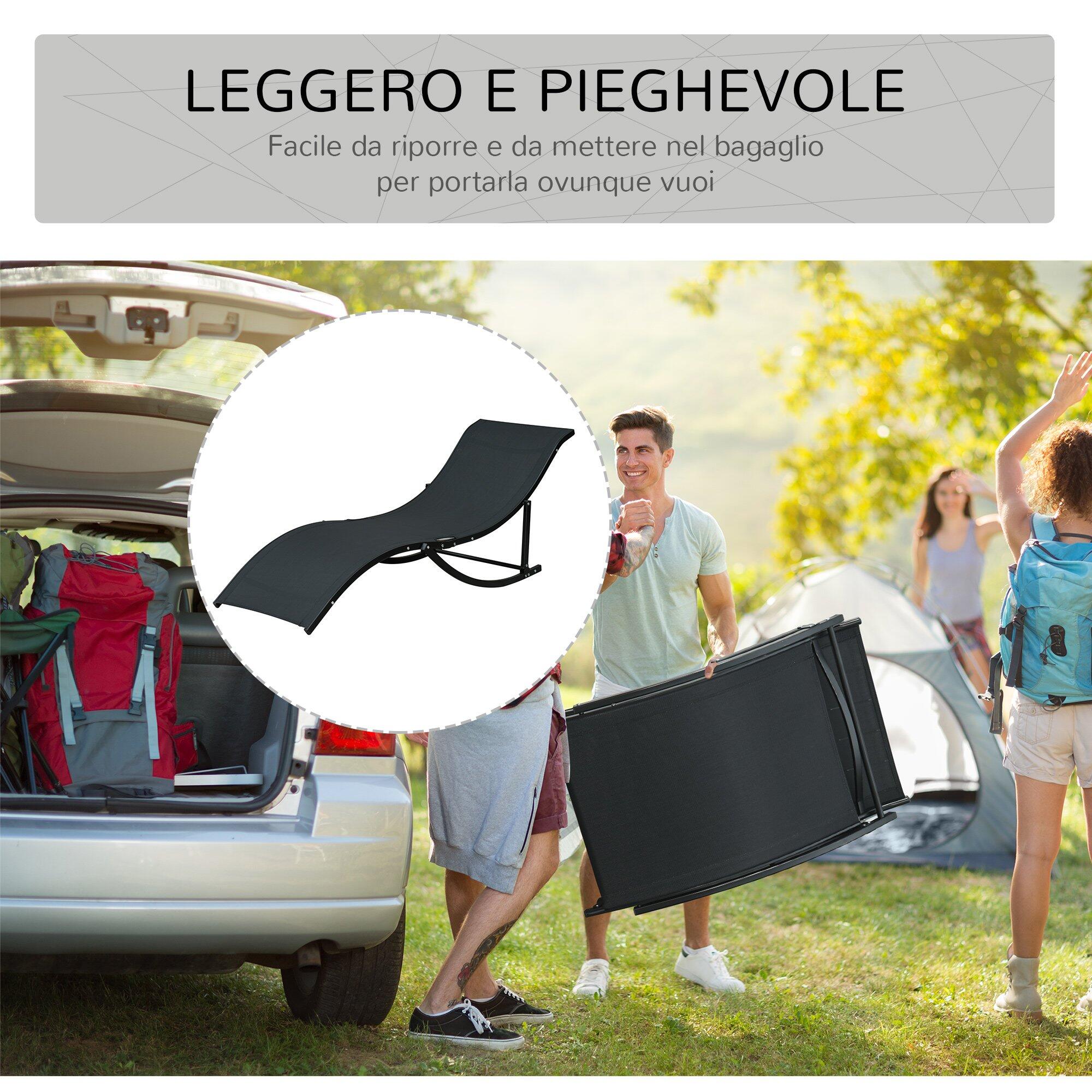 Outsunny Set 2 Sdraio da Giardino Pieghevoli in Alluminio e Texteline 6/7