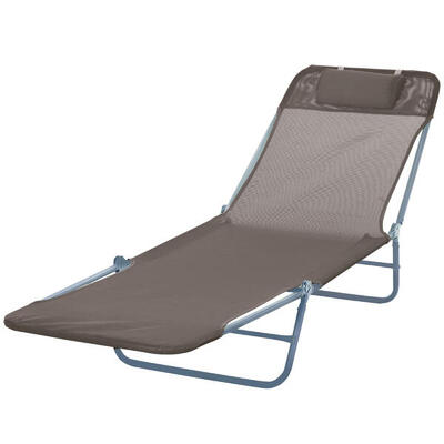 Outsunny Lettino Prendisole Pieghevole 182x56x24.5 cm Marrone e Argento