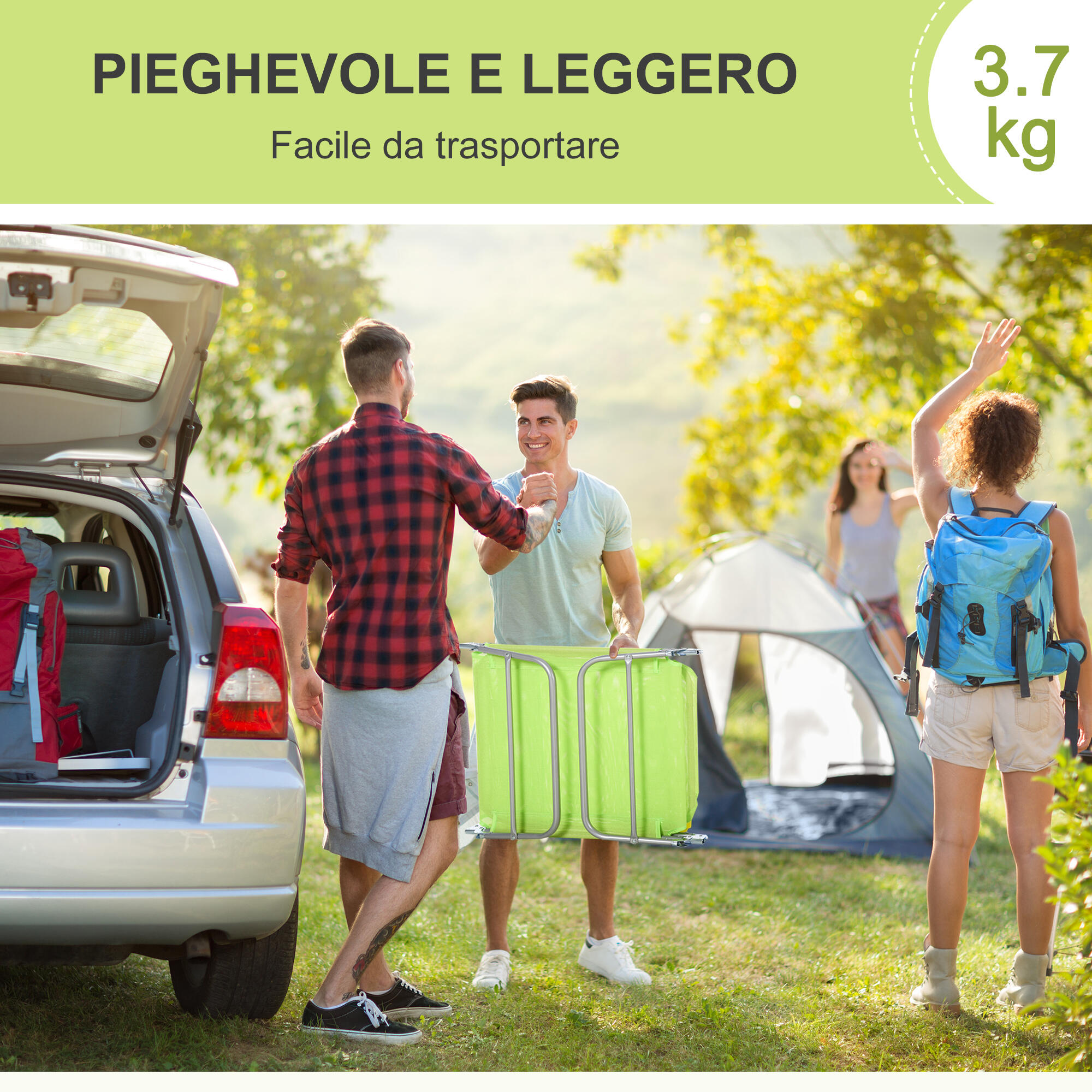 Outsunny Lettino Prendisole Pieghevole con Schienale Reclinabile e Cuscino 7/8