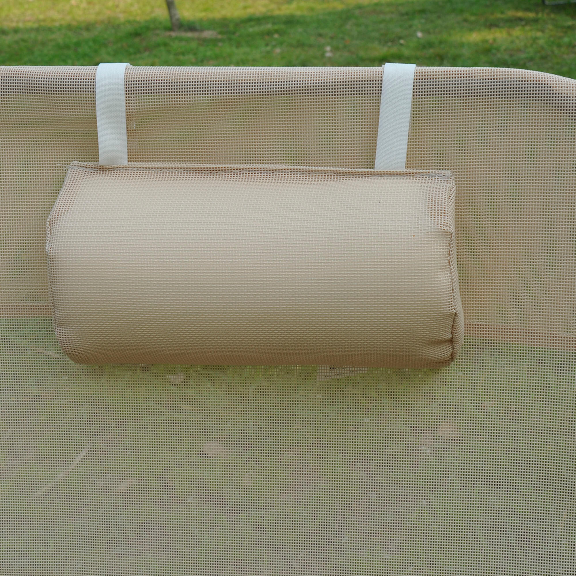 Outsunny Set 2 Sdraio Pieghevoli con Schienale Reclinabile a 4 Livelli Beige 7/7