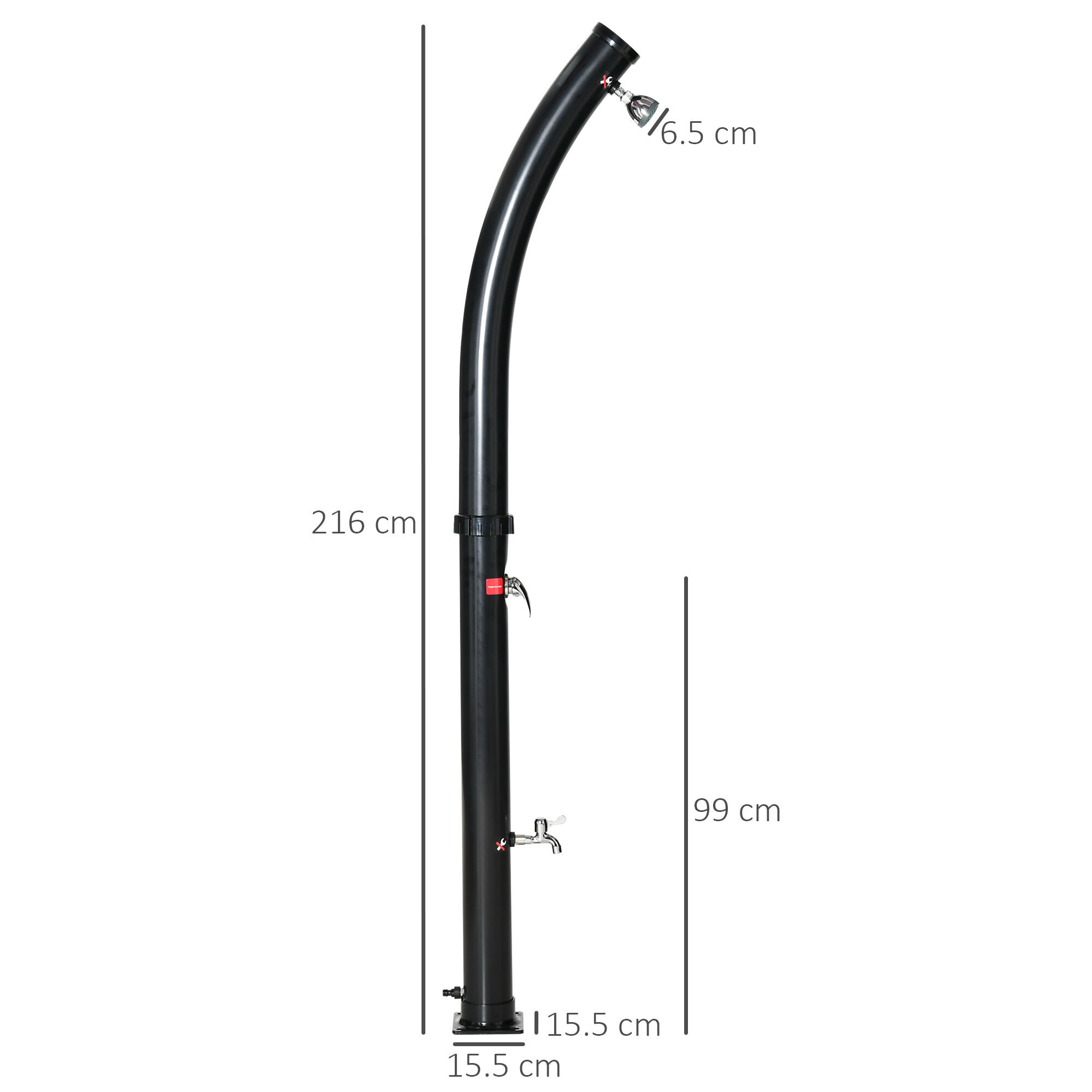 Outsunny Doccia Solare Riscaldata 60° Serbatoio 20 Litri con Miscelatore 3/7