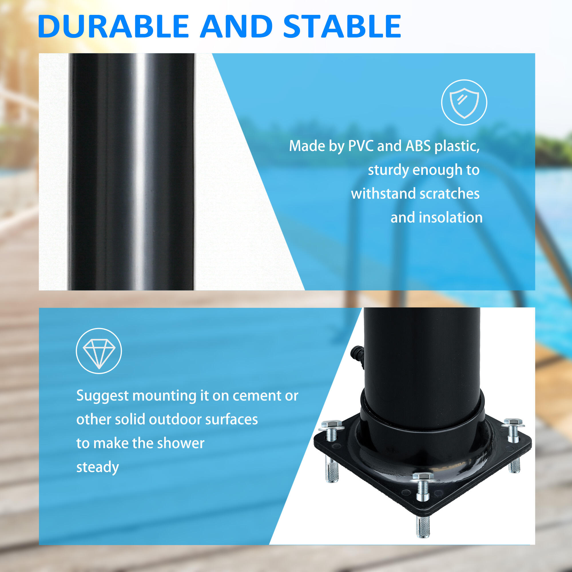 Outsunny Doccia Solare Riscaldata 60° Serbatoio 20 Litri con Miscelatore 7/7