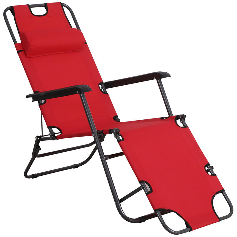 Tumbona reclinable Outsunny rojo 135x60x89cm metal tela oxford